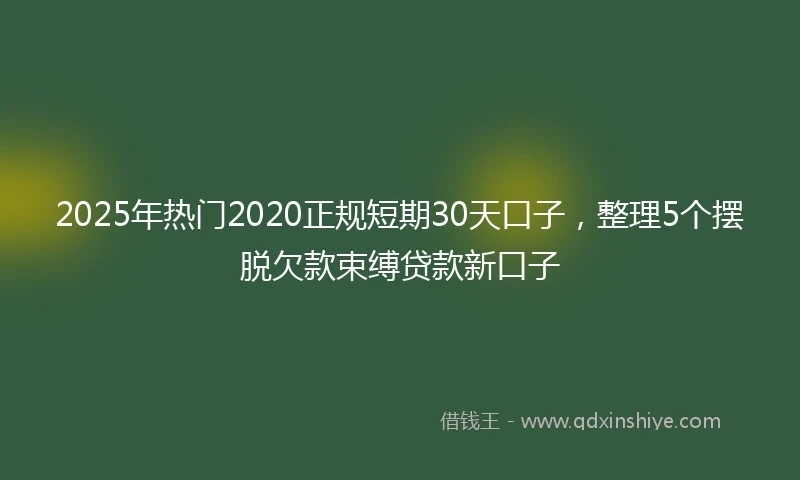 2025年热门2020正规短期30天口子，整理5个摆脱欠款束缚贷款新口子