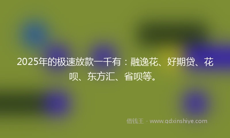 2025年的极速放款一千有：融逸花、好期贷、花呗、东方汇、省呗等。