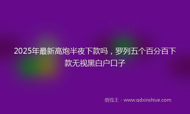 2025年最新高炮半夜下款吗，罗列五个百分百下款无视黑白户口子