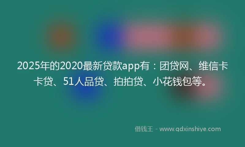2025年的2020最新贷款app有：团贷网、维信卡卡贷、51人品贷、拍拍贷、小花钱包等。