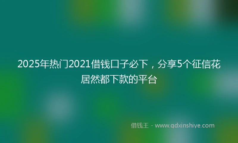 2025年热门2021借钱口子必下，分享5个征信花居然都下款的平台