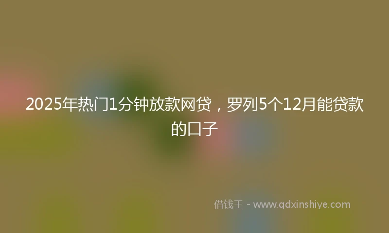 2025年热门1分钟放款网贷，罗列5个12月能贷款的口子