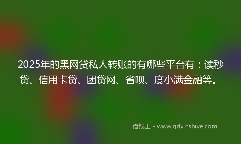 2025年的黑网贷私人转账的有哪些平台有：读秒贷、信用卡贷、团贷网、省呗、度小满金融等。