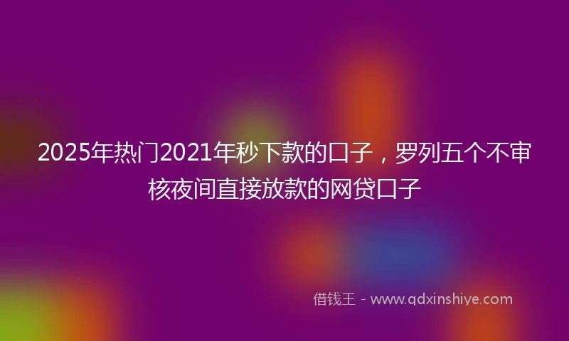 2025年热门2021年秒下款的口子，罗列五个不审核夜间直接放款的网贷口子