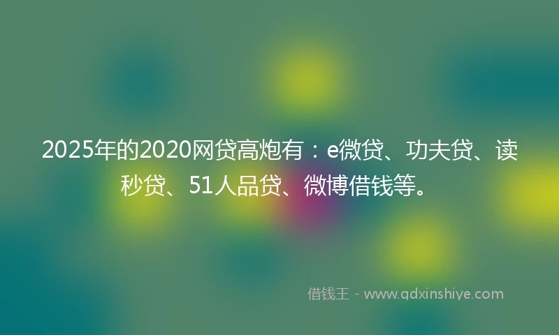 2025年的2020网贷高炮有：e微贷、功夫贷、读秒贷、51人品贷、微博借钱等。