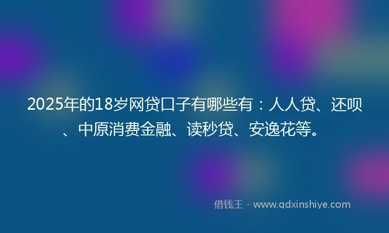 2025年的18岁网贷口子有哪些有：人人贷、还呗、中原消费金融、读秒贷、安逸花等。