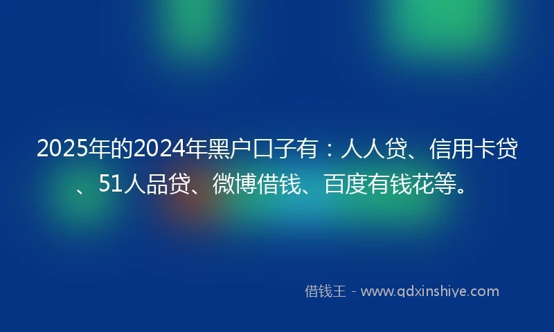 2025年的2024年黑户口子有：人人贷、信用卡贷、51人品贷、微博借钱、百度有钱花等。