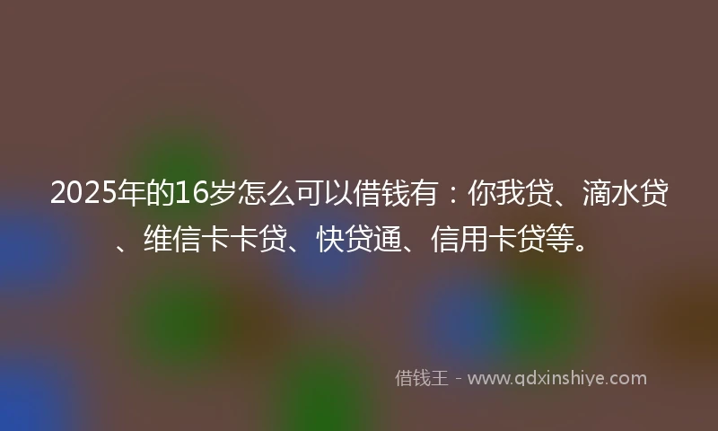 2025年的16岁怎么可以借钱有：你我贷、滴水贷、维信卡卡贷、快贷通、信用卡贷等。