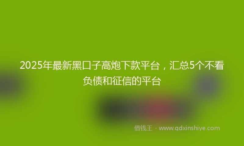 2025年最新黑口子高炮下款平台，汇总5个不看负债和征信的平台