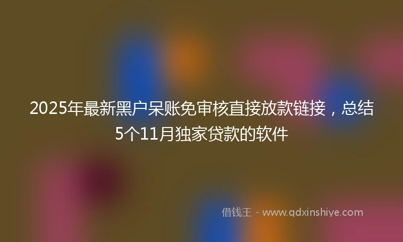 2025年最新黑户呆账免审核直接放款链接，总结5个11月独家贷款的软件