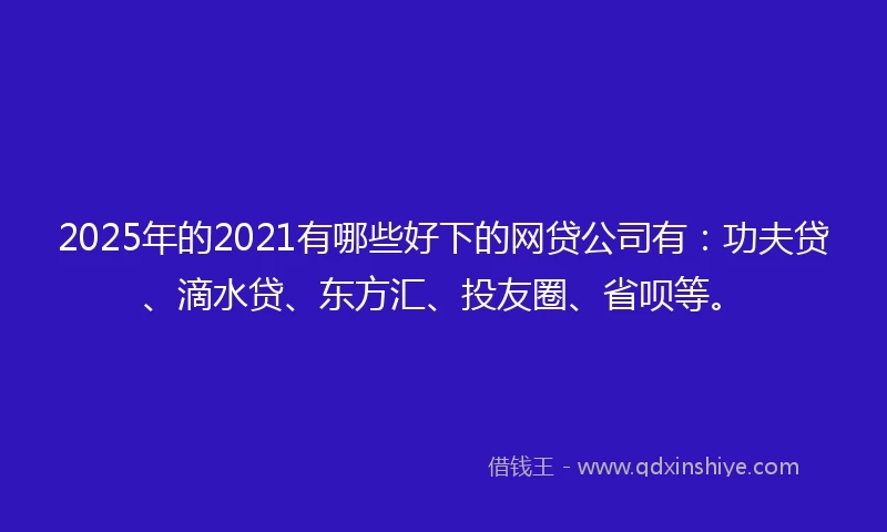 2025年的2021有哪些好下的网贷公司有：功夫贷、滴水贷、东方汇、投友圈、省呗等。