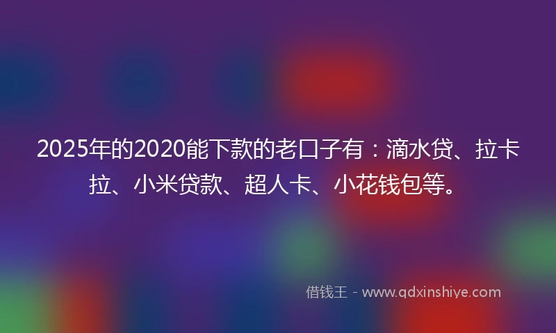 2025年的2020能下款的老口子有：滴水贷、拉卡拉、小米贷款、超人卡、小花钱包等。