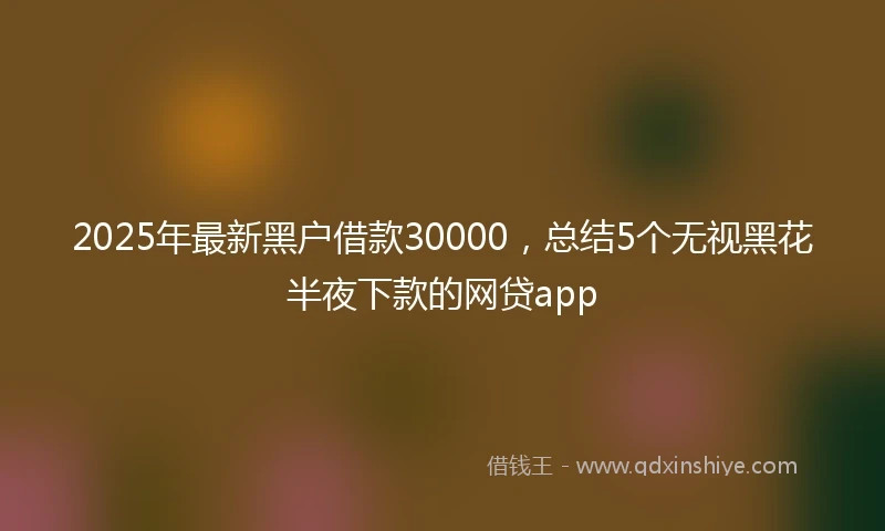 2025年最新黑户借款30000，总结5个无视黑花半夜下款的网贷app