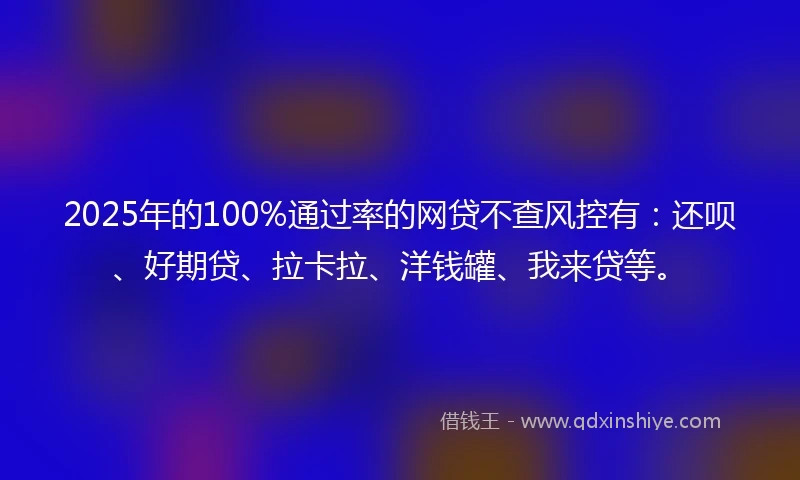 2025年的100%通过率的网贷不查风控有：还呗、好期贷、拉卡拉、洋钱罐、我来贷等。