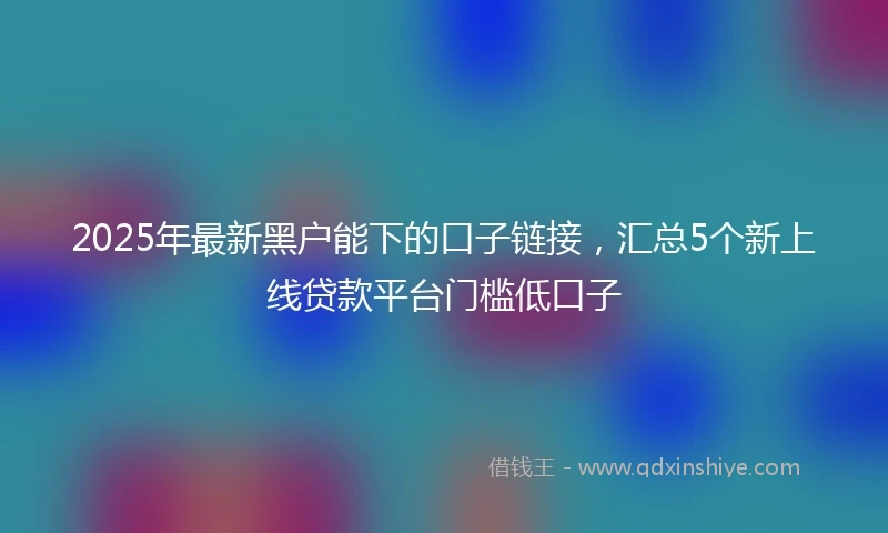 2025年最新黑户能下的口子链接，汇总5个新上线贷款平台门槛低口子