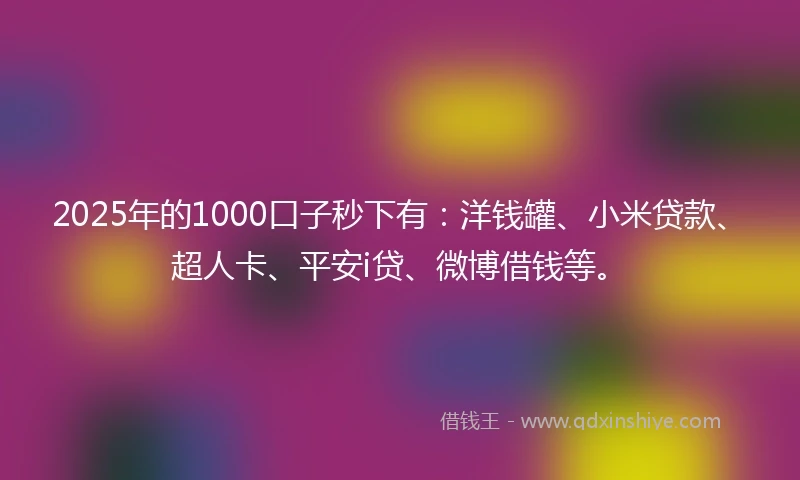 2025年的1000口子秒下有：洋钱罐、小米贷款、超人卡、平安i贷、微博借钱等。