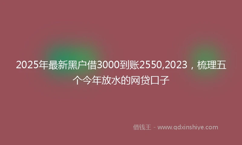 2025年最新黑户借3000到账2550,2023，梳理五个今年放水的网贷口子