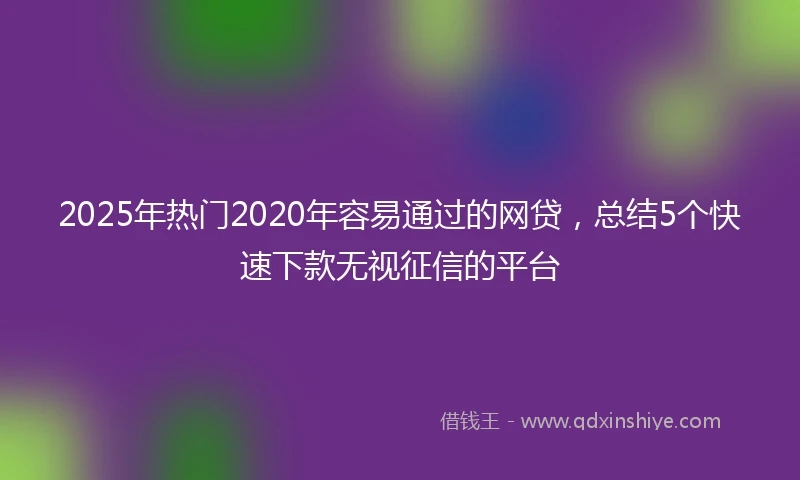 2025年热门2020年容易通过的网贷，总结5个快速下款无视征信的平台