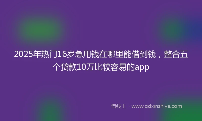2025年热门16岁急用钱在哪里能借到钱，整合五个贷款10万比较容易的app