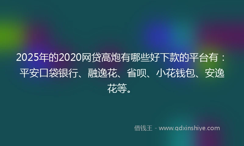2025年的2020网贷高炮有哪些好下款的平台有：平安口袋银行、融逸花、省呗、小花钱包、安逸花等。
