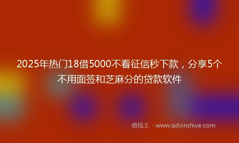 2025年热门18借5000不看征信秒下款，分享5个不用面签和芝麻分的贷款软件