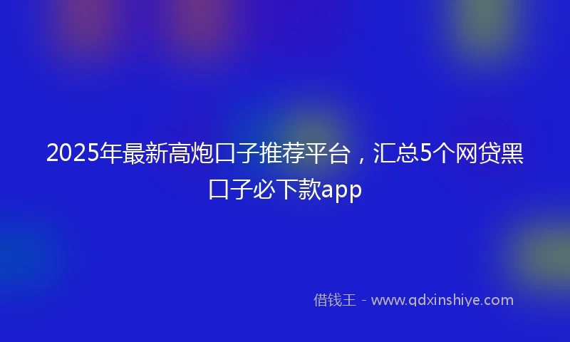 2025年最新高炮口子推荐平台，汇总5个网贷黑口子必下款app