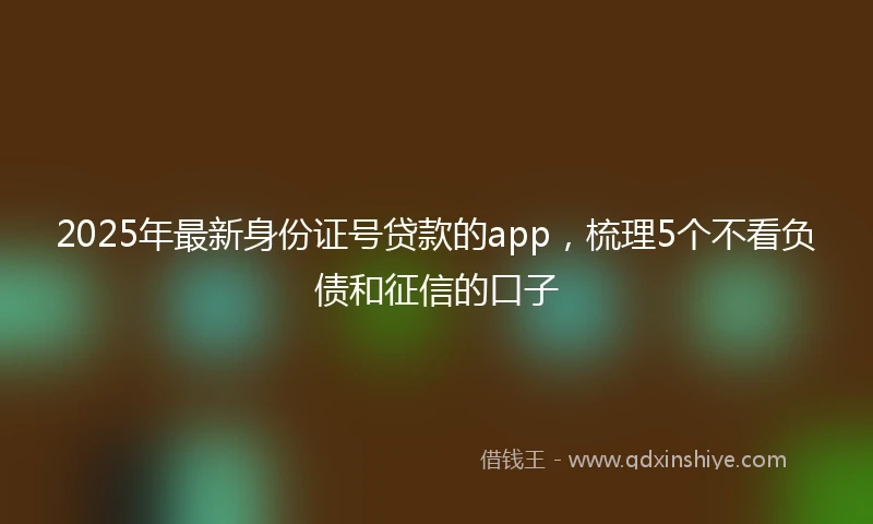 2025年最新身份证号贷款的app，梳理5个不看负债和征信的口子