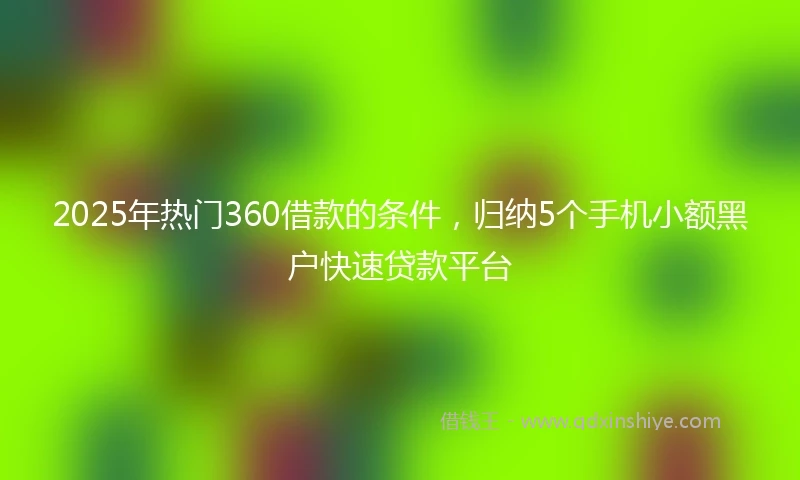 2025年热门360借款的条件，归纳5个手机小额黑户快速贷款平台