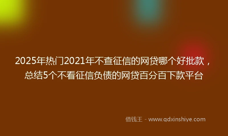 2025年热门2021年不查征信的网贷哪个好批款，总结5个不看征信负债的网贷百分百下款平台