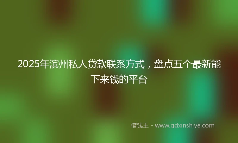 2025年滨州私人贷款联系方式，盘点五个最新能下来钱的平台
