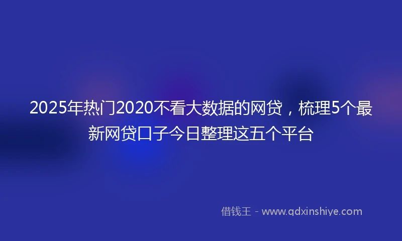 2025年热门2020不看大数据的网贷，梳理5个最新网贷口子今日整理这五个平台