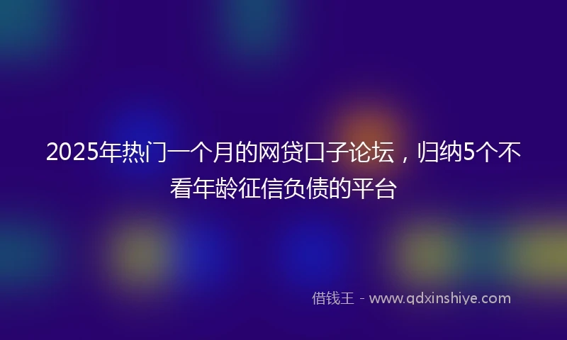 2025年热门一个月的网贷口子论坛，归纳5个不看年龄征信负债的平台