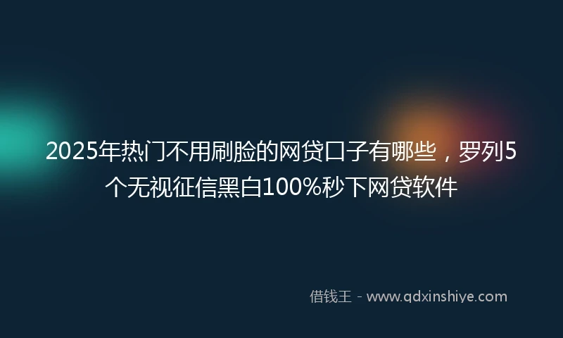 2025年热门不用刷脸的网贷口子有哪些，罗列5个无视征信黑白100%秒下网贷软件