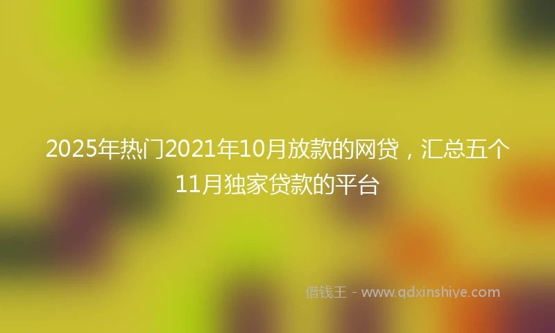 2025年热门2021年10月放款的网贷，汇总五个11月独家贷款的平台