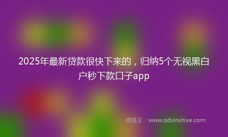 2025年最新贷款很快下来的，归纳5个无视黑白户秒下款口子app