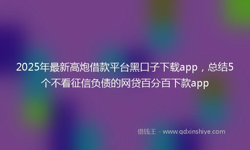 2025年最新高炮借款平台黑口子下载app，总结5个不看征信负债的网贷百分百下款app
