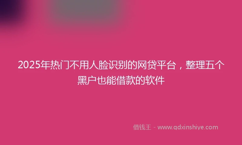 2025年热门不用人脸识别的网贷平台，整理五个黑户也能借款的软件