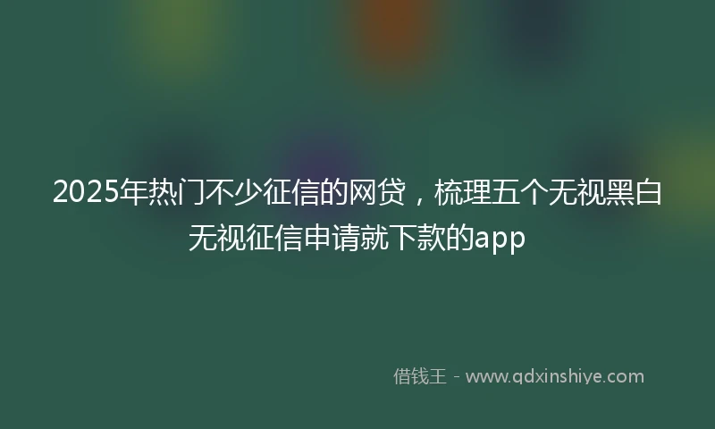 2025年热门不少征信的网贷，梳理五个无视黑白无视征信申请就下款的app