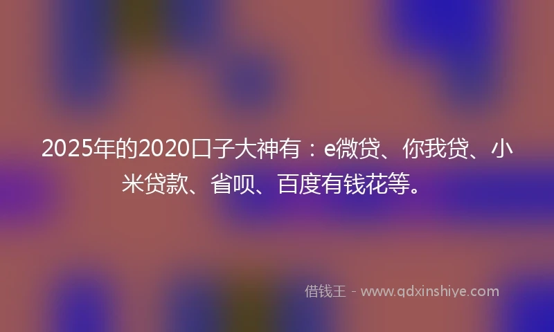 2025年的2020口子大神有：e微贷、你我贷、小米贷款、省呗、百度有钱花等。