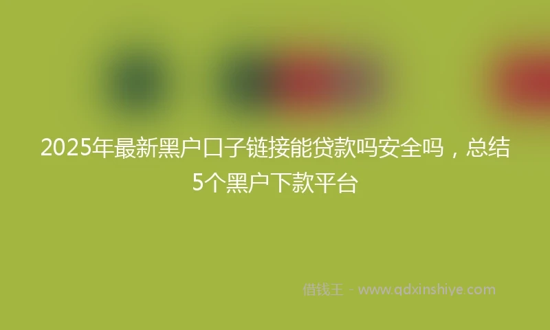 2025年最新黑户口子链接能贷款吗安全吗，总结5个黑户下款平台