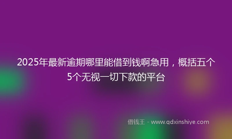 2025年最新逾期哪里能借到钱啊急用，概括五个5个无视一切下款的平台