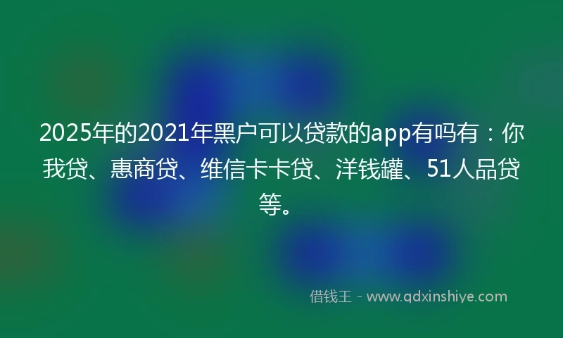 2025年的2021年黑户可以贷款的app有吗有：你我贷、惠商贷、维信卡卡贷、洋钱罐、51人品贷等。