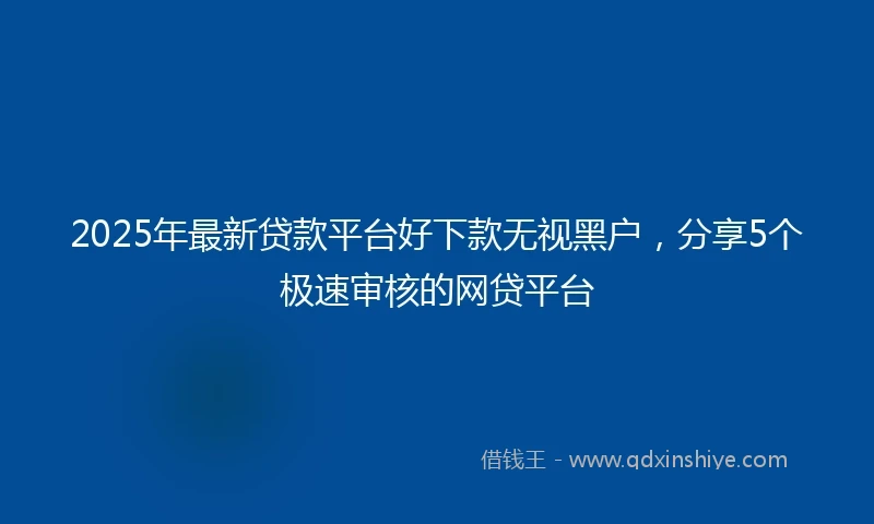 2025年最新贷款平台好下款无视黑户，分享5个极速审核的网贷平台