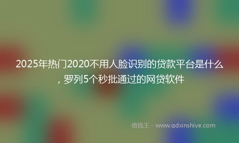 2025年热门2020不用人脸识别的贷款平台是什么，罗列5个秒批通过的网贷软件
