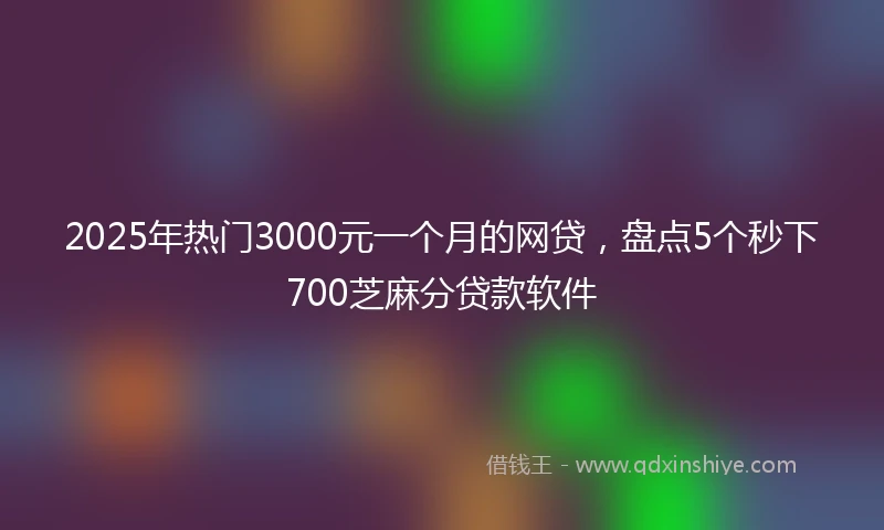 2025年热门3000元一个月的网贷，盘点5个秒下700芝麻分贷款软件