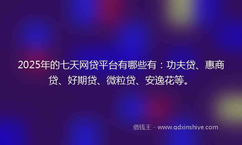 2025年的七天网贷平台有哪些有：功夫贷、惠商贷、好期贷、微粒贷、安逸花等。