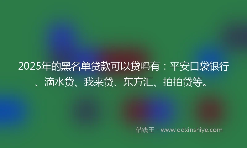 2025年的黑名单贷款可以贷吗有：平安口袋银行、滴水贷、我来贷、东方汇、拍拍贷等。