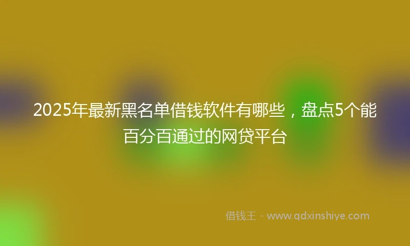 2025年最新黑名单借钱软件有哪些，盘点5个能百分百通过的网贷平台