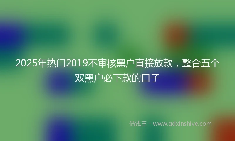 2025年热门2019不审核黑户直接放款，整合五个双黑户必下款的口子