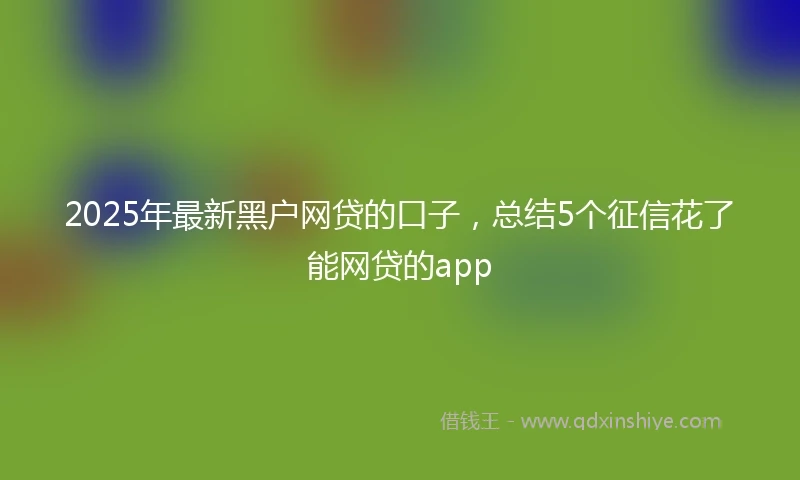 2025年最新黑户网贷的口子，总结5个征信花了能网贷的app
